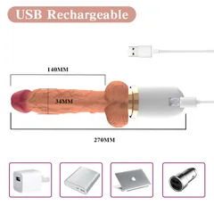 شحن عبر USB مع قياسات الجهاز الكاملة 270 مم وطول قابل للإدخال 140 مم